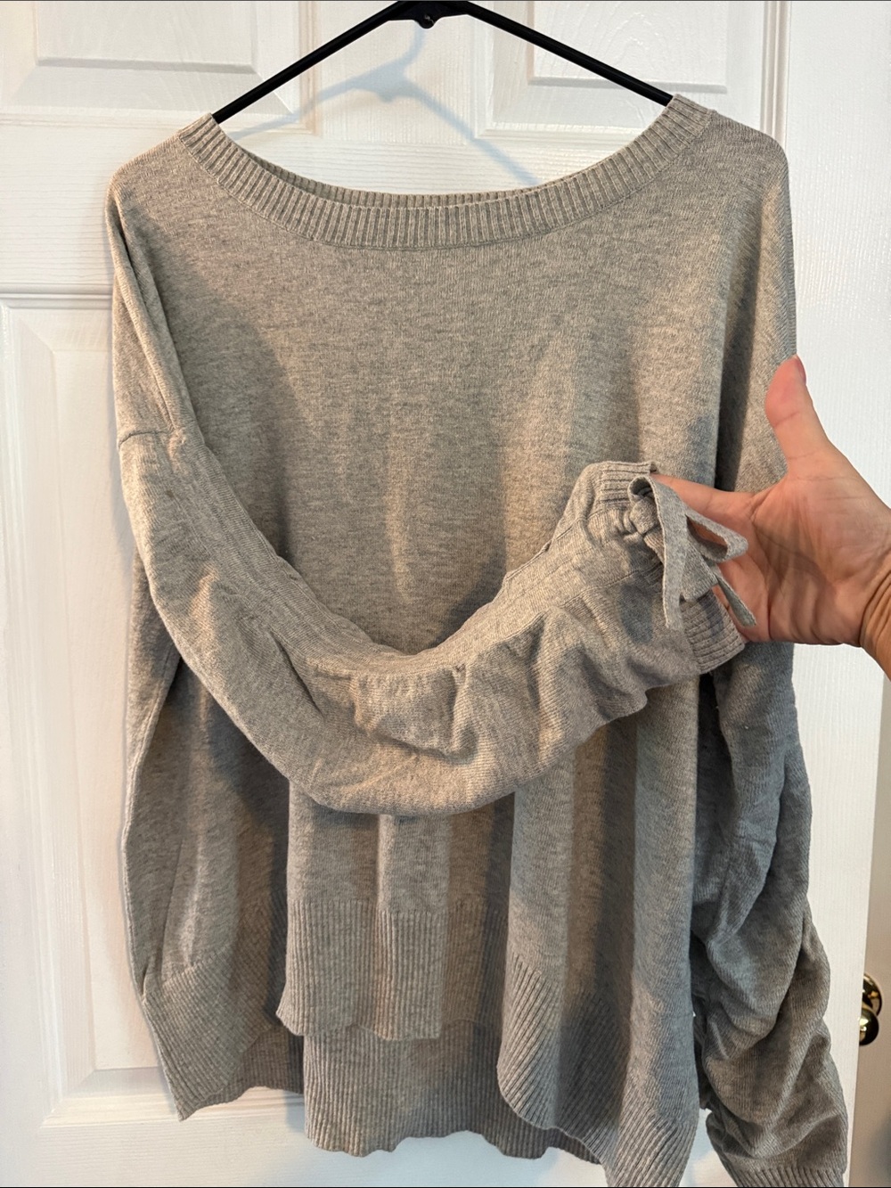 Sundance Light Gray Off-the-Shoulder Knit Sweater